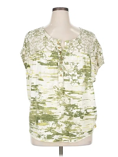 Pre-owned Pilcro Short Sleeve Henley Shirt In Green