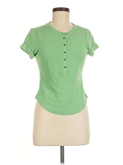 Pre-owned Pilcro Short Sleeve Henley Shirt In Green