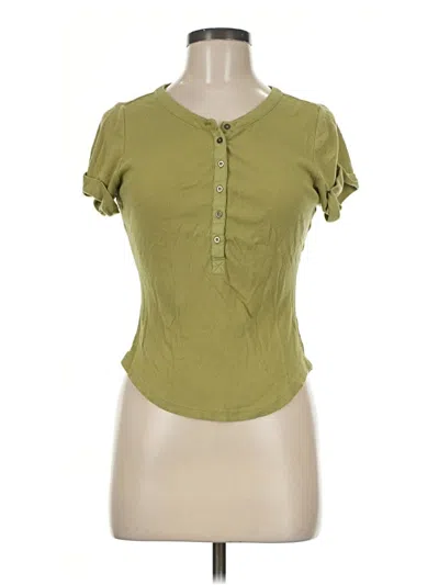 Pre-owned Pilcro Short Sleeve Henley Shirt In Green