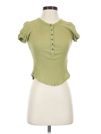 Pre-owned Pilcro Short Sleeve Henley Shirt In Green