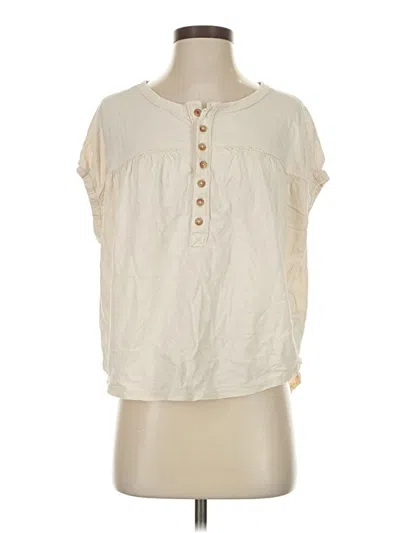 Pre-owned Pilcro Short Sleeve Henley Shirt In Ivory