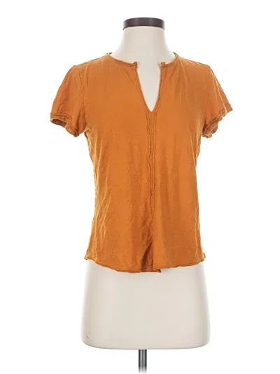 Pre-owned Pilcro Short Sleeve Henley Shirt In Orange