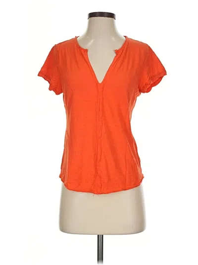 Pre-owned Pilcro Short Sleeve Henley Shirt In Orange