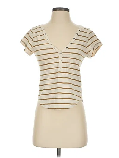 Pre-owned Pilcro Short Sleeve Henley Shirt In Tan