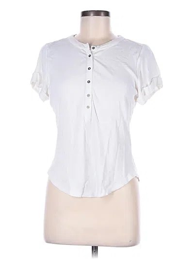 Pre-owned Pilcro Short Sleeve Henley Shirt In White