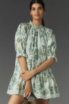 Pilcro Short-sleeve Mock-neck Ruffle Mini Dress In Multicolor