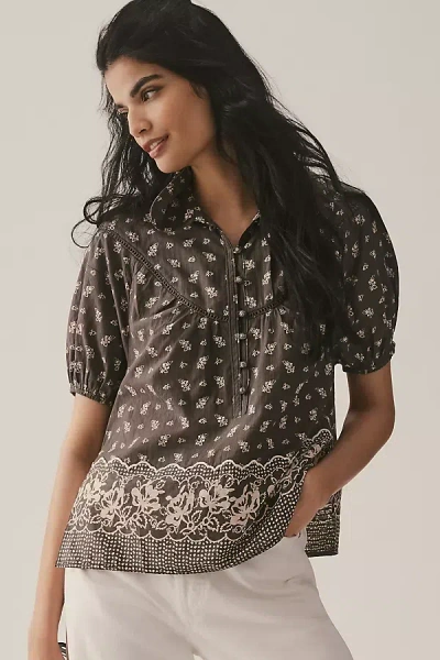 PILCRO PILCRO SHORT-SLEEVE POPOVER BLOUSE 