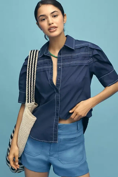 Pilcro Short-sleeve Reworked Buttondown Shirt