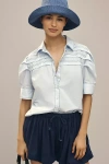 Pilcro Short-sleeve Reworked Buttondown Shirt In Blue