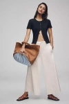 Pilcro Short-sleeve Ribbed Cardigan Sweater In Black