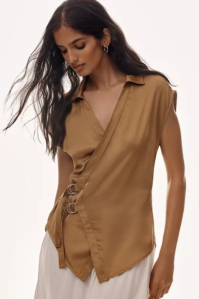Pilcro Short-sleeve Sash Belt Wrap Top