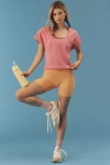 Pilcro Short-sleeve Seamed Sweatshirt In Pink