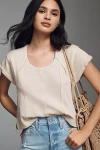 Pilcro Short-sleeve Seamed Sweatshirt In White