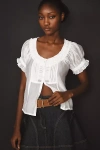 Pilcro Short-sleeve Sheer Silky Blouse In White