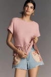 Pilcro Short-sleeve Sweater Twofer Top In Purple