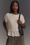 Pilcro Short-sleeve Sweater Twofer Top In White