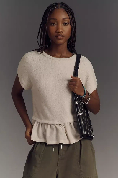 Pilcro Short-sleeve Sweater Twofer Top In White