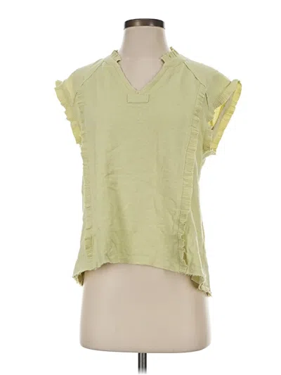 Pre-owned Pilcro Short Sleeve Top Green Ruffles Neckline Tops