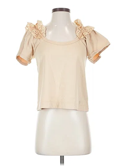 Pre-owned Pilcro Short Sleeve Top Ivory Cold Shoulder Neckline Tops In White