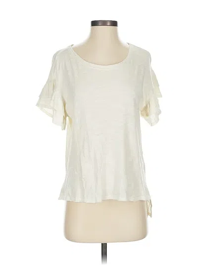 Pre-owned Pilcro Short Sleeve Top Ivory Keyhole Neckline Tops In White