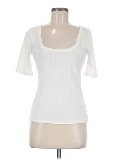 Pre-owned Pilcro Short Sleeve Top Ivory Scoop Neck Tops