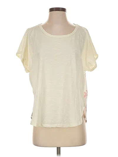 Pre-owned Pilcro Short Sleeve Top Ivory Scoop Neck Tops