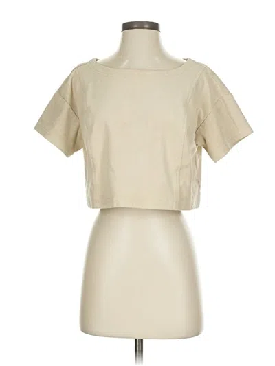 Pre-owned Pilcro Short Sleeve Top Ivory Square Neckline Tops In White