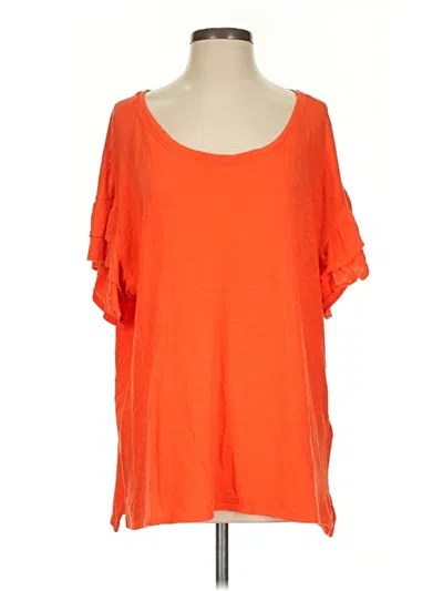 Pre-owned Pilcro Short Sleeve Top Orange Scoop Neck Tops