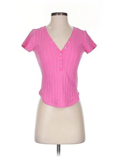 Pre-owned Pilcro Short Sleeve Top Pink Sweetheart Neckline Tops
