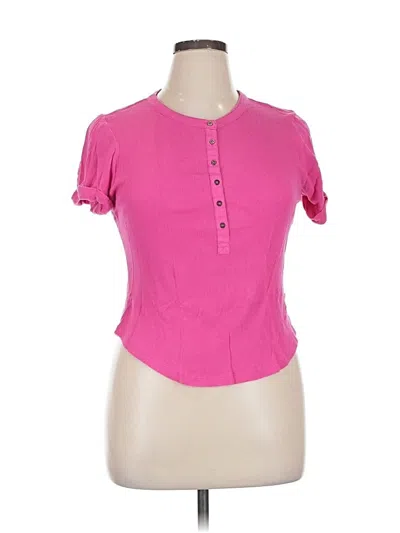 Pre-owned Pilcro Short Sleeve Top Pink Sweetheart Neckline Tops
