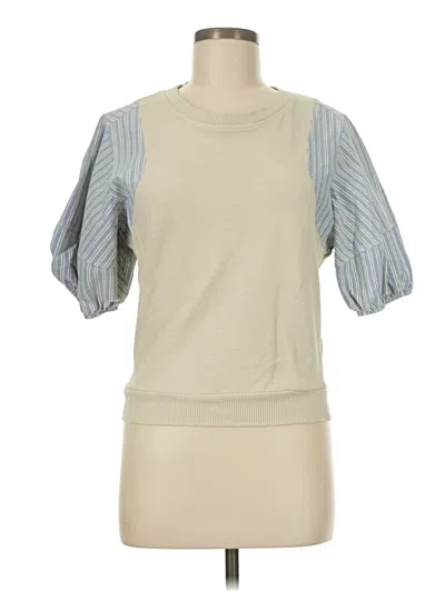 Pre-owned Pilcro Short Sleeve Top Tan Crew Neck Tops In Brown