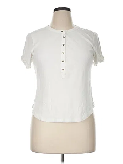 Pre-owned Pilcro Short Sleeve Top White Keyhole Neckline Tops
