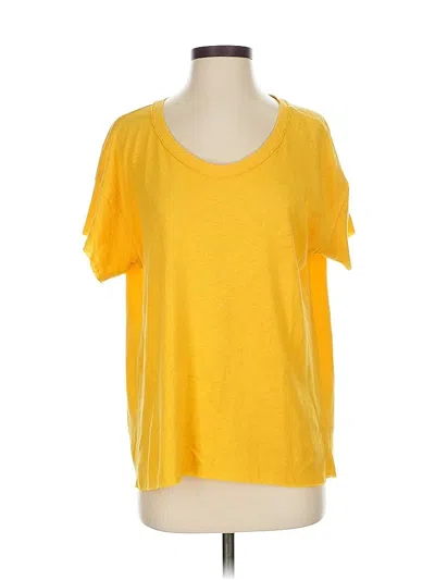 Pre-owned Pilcro Short Sleeve Top Yellow Scoop Neck Tops