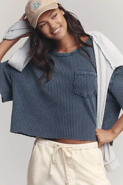 Pilcro Short-sleeve Waffle Tee In Blue