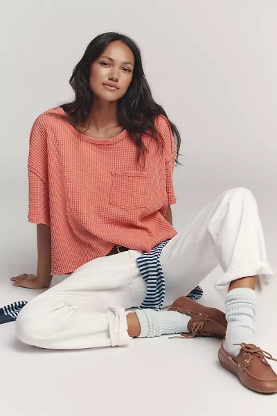 Pilcro Short-sleeve Waffle Tee In Red