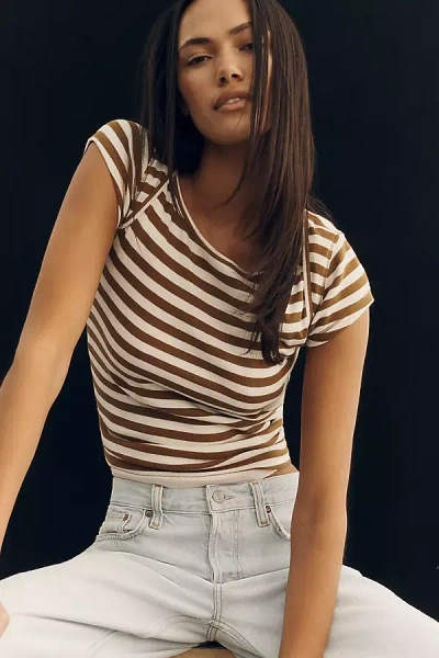 Pilcro Short-sleeve Envelope Tee In Brown