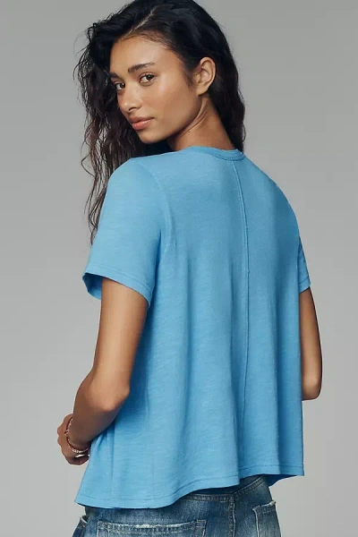 Pilcro Short-sleeve Smocked Tee In Blue