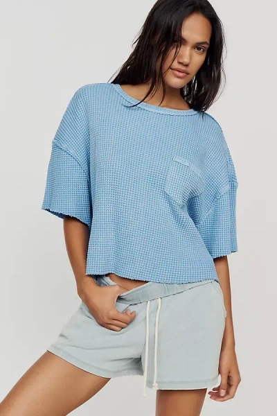 Pilcro Short-sleeve Waffle Tee In Blue