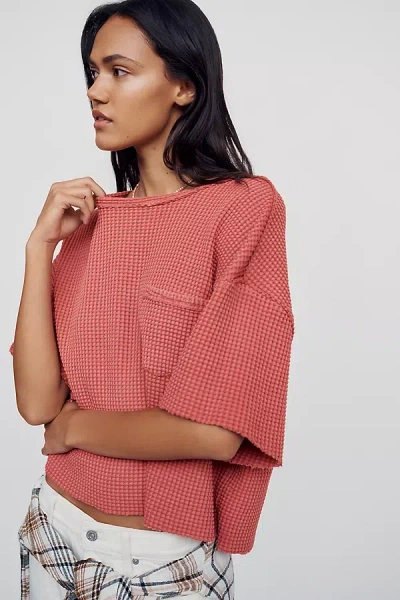 Pilcro Short-sleeve Waffle Tee In Pink