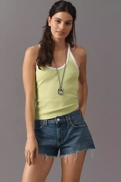 Pilcro Shrunken Raw-hem Shorts In Blue