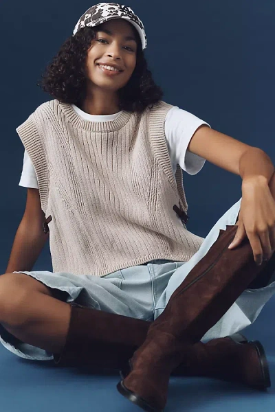 Pilcro Side Buckle Twofer Sweater Tee In Neutral