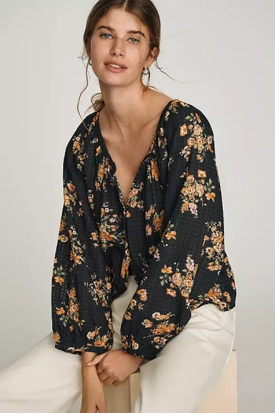 Pilcro Sidney Shrunken Batwing Blouse In Black