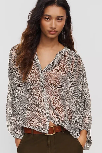 Pilcro Sidney Shrunken Batwing Blouse In Multi