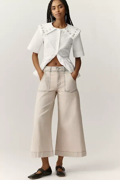 Pilcro Sienna Crop High-rise Wide-leg Jeans In Neutral