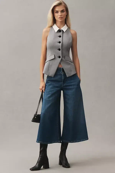 Pilcro Skirty High-rise Crop Wide-leg Jeans In Blue
