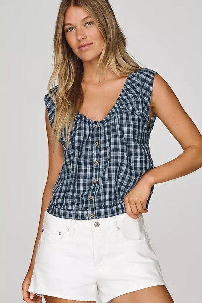 Pilcro Sleeveless Bubble Top In Blue