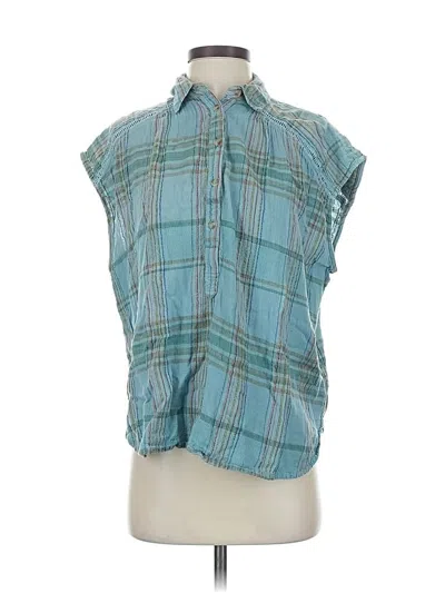Pre-owned Pilcro Sleeveless Button Down Shirt In Blue