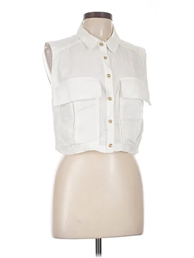Pre-owned Pilcro Sleeveless Button Down Shirt In Ivory