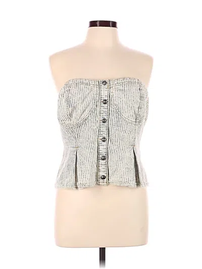 Pre-owned Pilcro Sleeveless Button Down Shirt In Silver