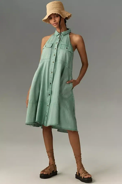 Pilcro Sleeveless Halter Swing Midi Dress In Green | ModeSens